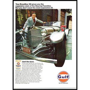 1967 Gulf Gulfpride Single G Motor Oil Vintage Pritn Ad Excalibur SS Wall Art